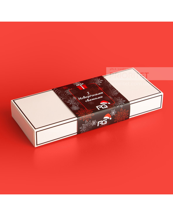 Новогодний набор с бокалами, игристым и продуктами для