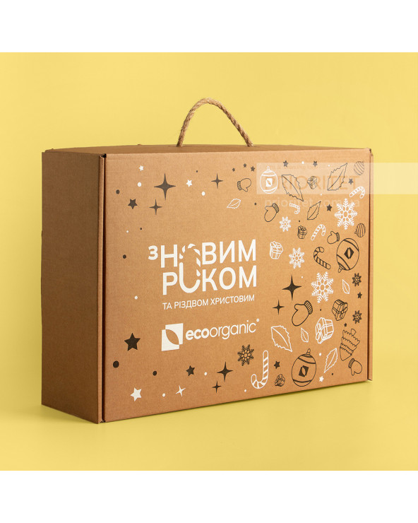 Новорічний набір з термогорнятком, пледом, вином та спеціями