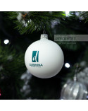 Шарик новогодний, Д 100 мм, цвет белый с нанесением логотипа