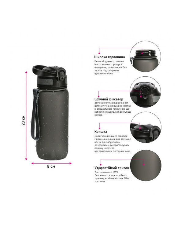 Пляшка для води 600 мл тританова Line Art Merlo