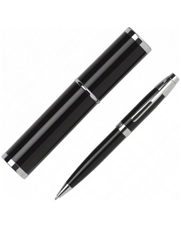 Ручка металева в тубусі поворотна чорне чорнило