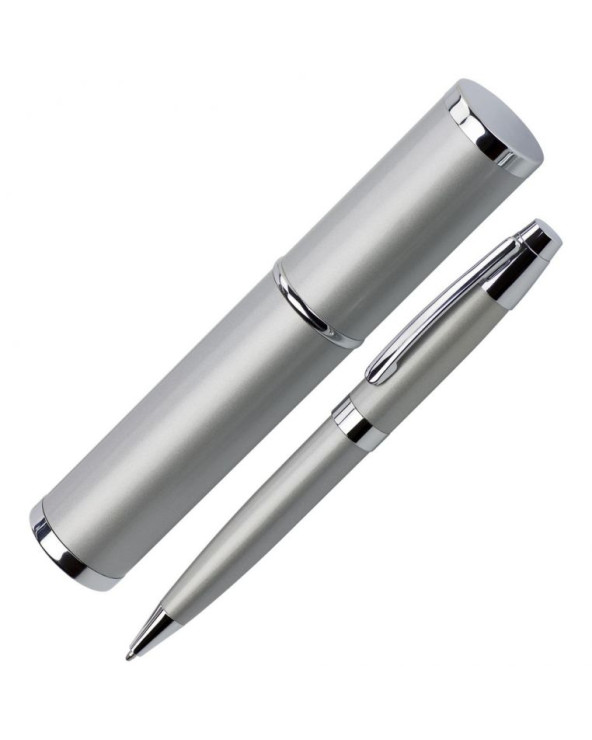 Ручка металева в тубусі поворотна чорне чорнило