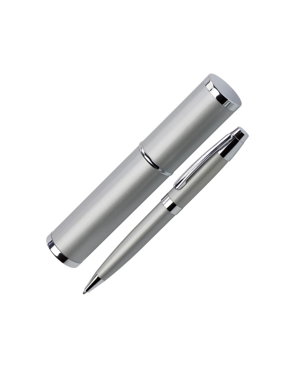 Ручка металева в тубусі поворотна чорне чорнило