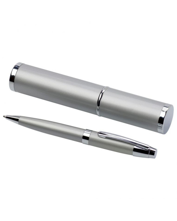 Ручка металева в тубусі поворотна чорне чорнило